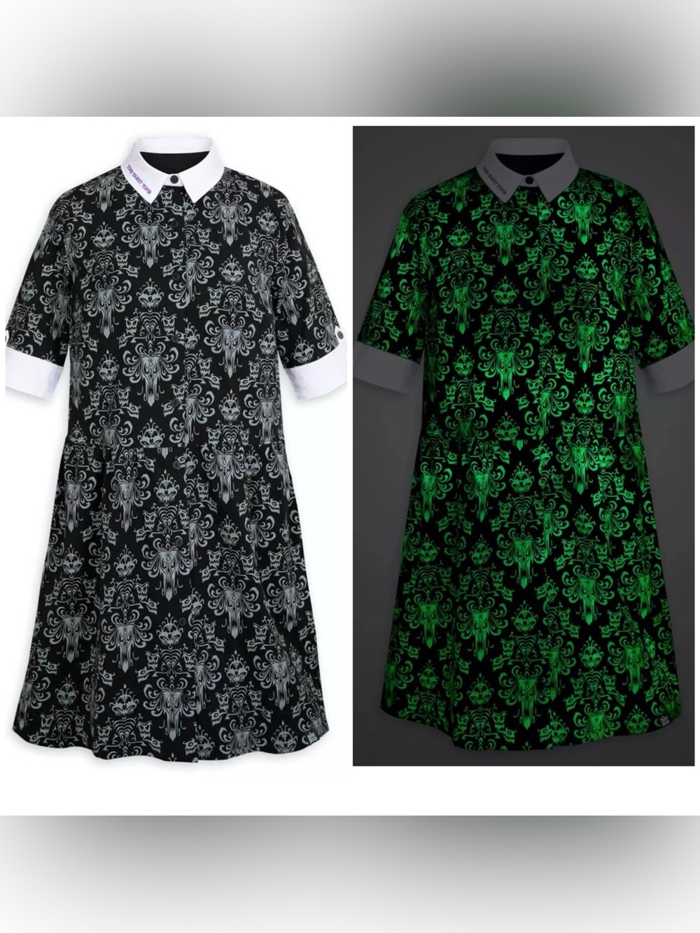 Disney Parks Haunted Mansion Glow-In-The-Dark Short Dress Size Small POCKETS